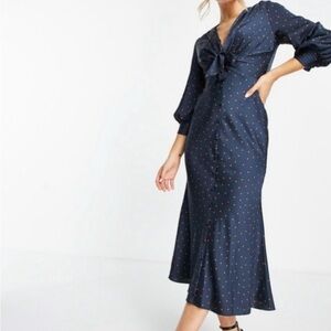 ASOS Blue Bishop Sleeve Plunge Sundress